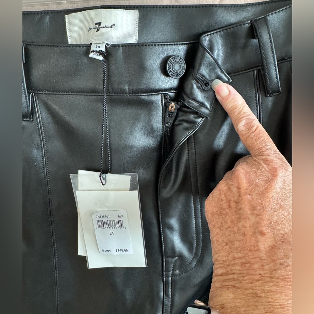 7 For All Mankind Faux Leather Womens 34 Slim Kick Flare Y2K concert grunge arts - Picture 10 of 12